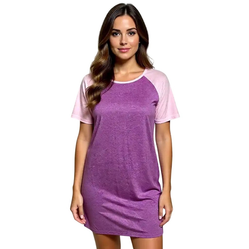 LuLaRoe Purple Pink Baseball Tee Shirt‎ Dress  RAGLAN Size M NWT